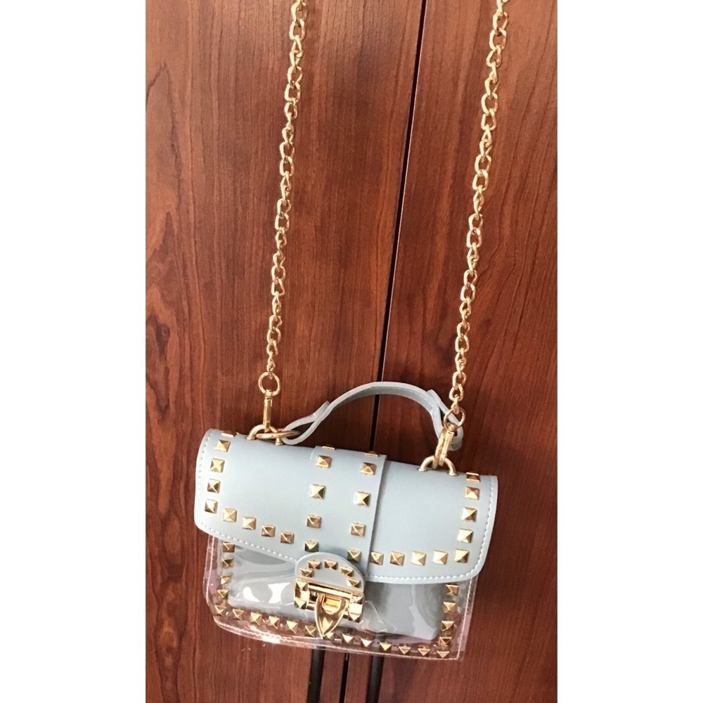 Brand New Light Blue Gold Studs Crossbody Bag